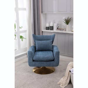 Akoasm Upholstered Fabric Velvet 360 Degree Swivel Accent Sofa Armchair For Living Room & Bedroom-Blue - 1 of 4
