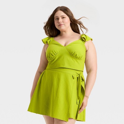 Women's Ruffle Sleeve Woven Halter Top - A New Day™
