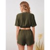 Women's 2 Piece Outfits Summer V Neck Short Sleeve Crop Top and High Waist Shorts - 3 of 4