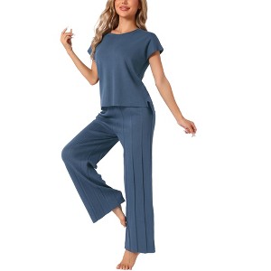 INSPIRE CHIC Women's Knit Matching Sweatsuits Tops and Wide Leg Pants 2 Piece Outfits Sets - 1 of 4