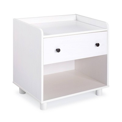 Katie Transitional Tray Top 1 Drawer Solid Wood Nightstand White - Saracina Home