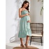 Coolmee Women's Maternity Dress Summer Sleeveless Smocked Casual Spaghetti Strap Beach Vacation Midi Dress Photoshoot Baby Shower - 4 of 4