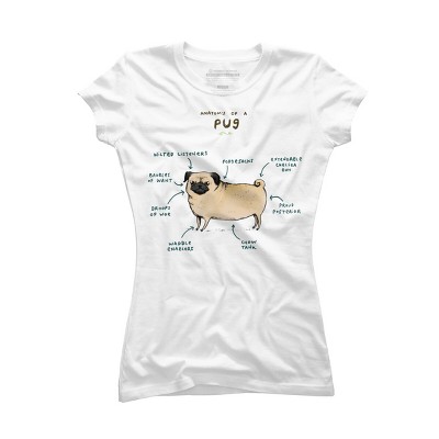 Junior's Design By Humans Anatomy of a Pug By SophieCorrigan T-Shirt