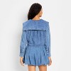 Women's Relaxed Flat Collar Long Sleeve Tie-Front Blouse - Future Collective Blue Denim - 2 of 3