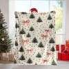 Lomsoe Pink Bow & Christmas Tree Flannel Blanket - Pink Bow & Green Tree Print Holiday Gift. - 2 of 4
