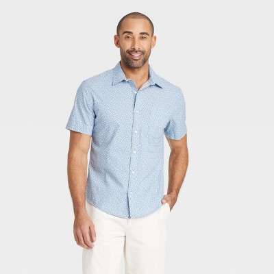 Men's Short Sleeve Poplin Shirt - Goodfellow & Co™ Aqua Blue