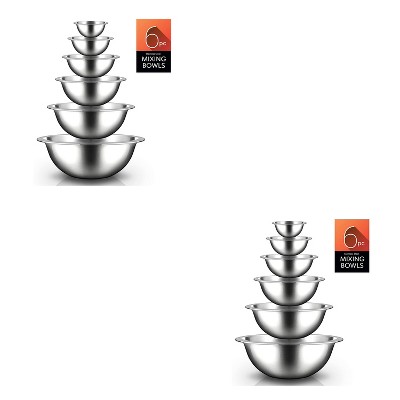 Joyjolt Stainless Steel Food Mixing Bowl Set Of 6 Kitchen Mixing Bowls -  Black : Target