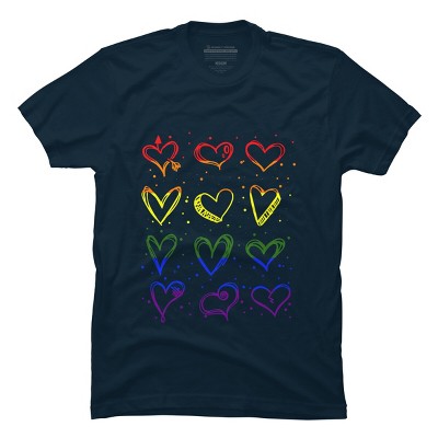 Adult Design By Humans Rainbow Pride Hearts By Classmates T-Shirt
