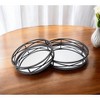 HomeRoots Set of Two Black Round Metal And Mirrored Glass Vanity Trays - 2 of 4