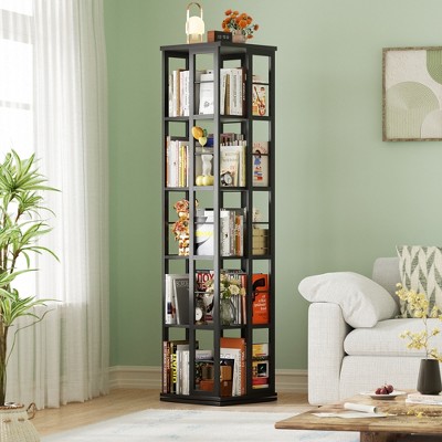 Besiost Freestanding Rotating Bookshlf, 4-Tier Corner Storage Shelf, Bookcase