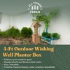 All Things Cedar 4-Ft Outdoor Wishing Well Planter Box for Flowers and Plants, Handcrafted Western Red Cedar, Planter Box Interior, Outside Well Base - 2 of 4