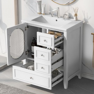 30" Bathroom Vanity with Single Sink Combo, Bathroom Storage Cabinet With Drawers, Freestanding Bathroom Vanities For Bathroom Garage Garden - 1 of 4