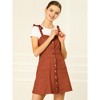 Allegra K Women's Strap Button Down Faux Suede A-Line Mini Overall Dress - 3 of 4