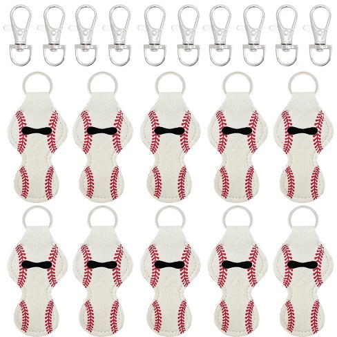 Wrapables 10 Pack Chapstick Holder Keychain with 10 Pieces Metal Clasps, Baseball/Softball - image 1 of 4