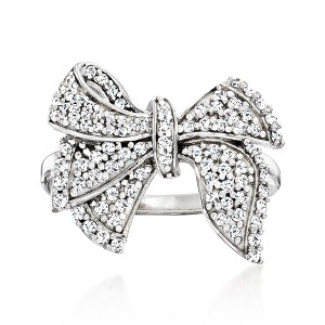 Ross-Simons 0.50 ct. t.w. Diamond Bow Ring in Sterling Silver - 1 of 4