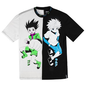 Hunter X Hunter Gon & Killua Crew Neck Short Sleeve Black & White Split T-shirt - 1 of 4