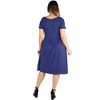 24seven Comfort Apparel Short Sleeve Plus Size  Midi Skater Dress With Pockets - 3 of 4