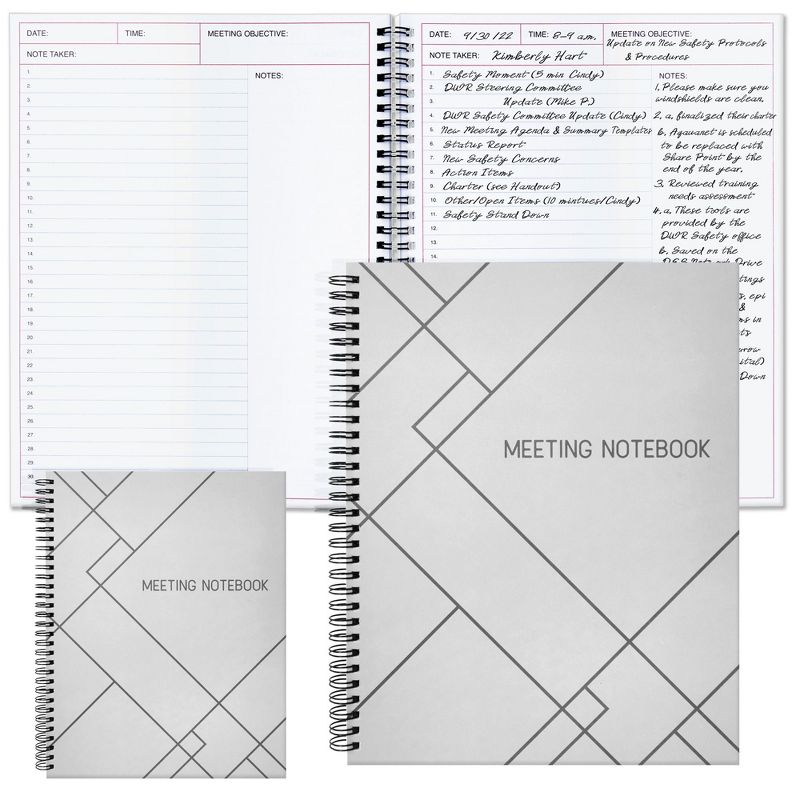 Juvale 2 Pack Meeting Notebooks for Work, Spiral-Bound Daily Planner for Project Management, Office, 160 Pages, 8.5 x 11 In, 4 of 10