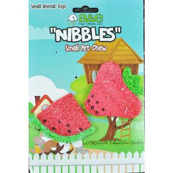 AE Cage Company Nibbles Strawberry and Watermelon Loofah Chew Toys - 2 count