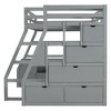 PAGED Twin Size Loft Bed with Desk, Modern Wooden Bed Frame with 2 Open Shelves, 7 Storage Drawers and Stairs for Bedroom - 4 of 4