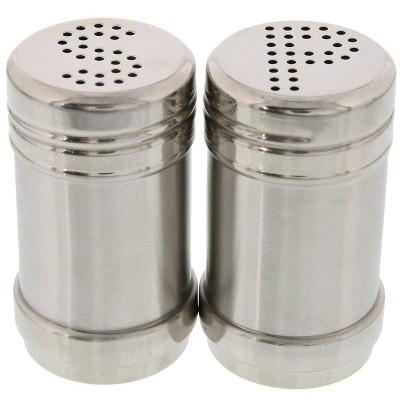 Juvale 2 Piece Stainless Steel Metal Salt and Pepper Shakers Sets 2oz, Silver