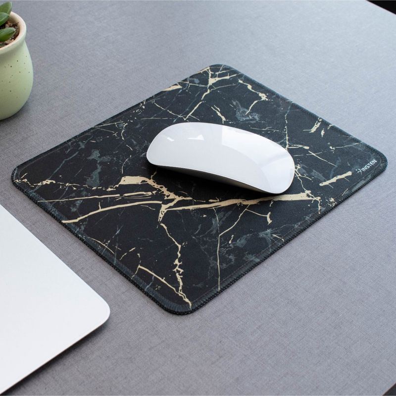 Insten Shiny Marble Mouse Pad, Water-Resistant and Non-Slip Mat for Wired/Wireless Gaming Computer Mouse, 9.45 x 7.48 in, Black, 2 of 6