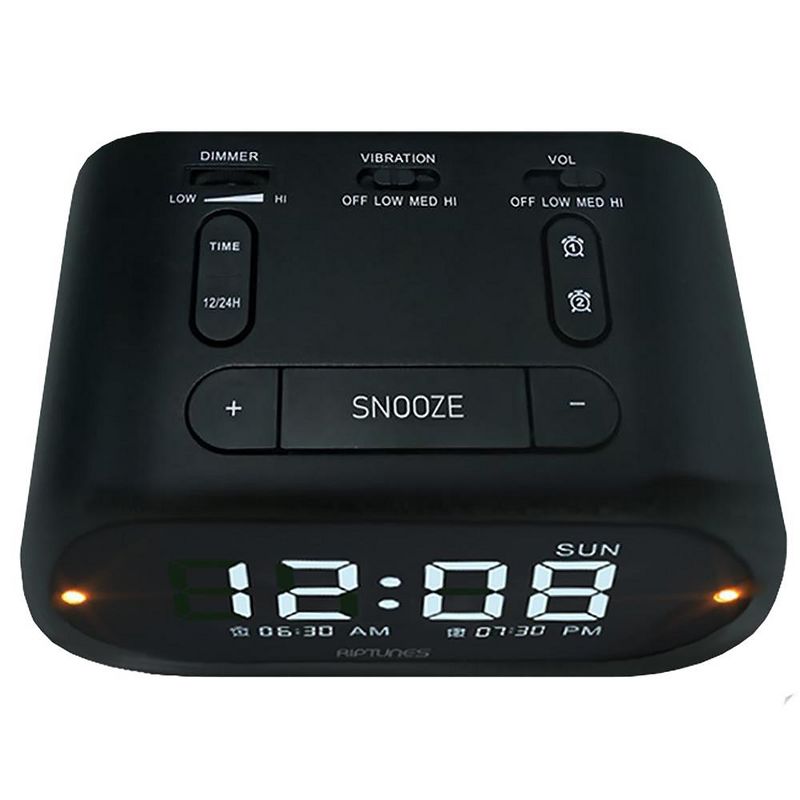 Riptunes 3-in-1 Vibrating Alarm Clock with Bed Shaker - Black, 3 of 5