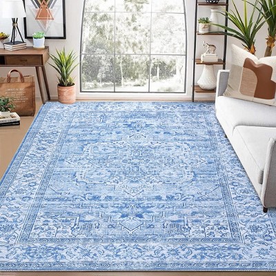 Vintage Area Rug Bedroom Rug Machine Washable Living Room Floor Carpet