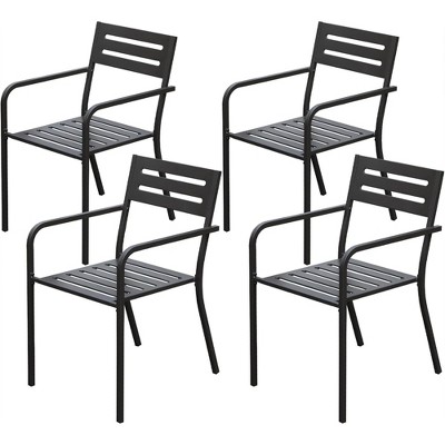 GlasFlength Patio Seating Sets 4 PCS Patio Dining Chairs Outdoor Heavy Duty Metal Stackable with Ergonomic Armrest, Multicolored, 23.46"*20.39"*32.01"