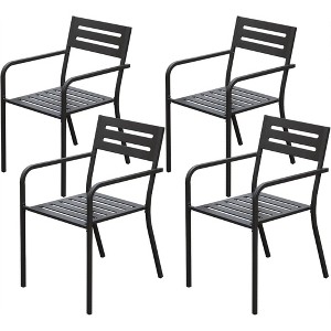 GlasFlength Patio Seating Sets 4 PCS Patio Dining Chairs Outdoor Heavy Duty Metal Stackable with Ergonomic Armrest, Multicolored, 23.46"*20.39"*32.01" - 1 of 4