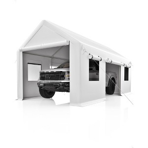 13"x20" Heavy Duty Portable Carport Garage with Reinforced Steel Poles, 4 Roll-Up Doors, and Ventilated Windows—protecting pickups, boats - 1 of 4