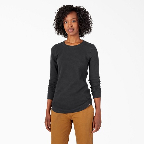 Dickies Women’s Long Sleeve Thermal Shirt, Black (KBK), M