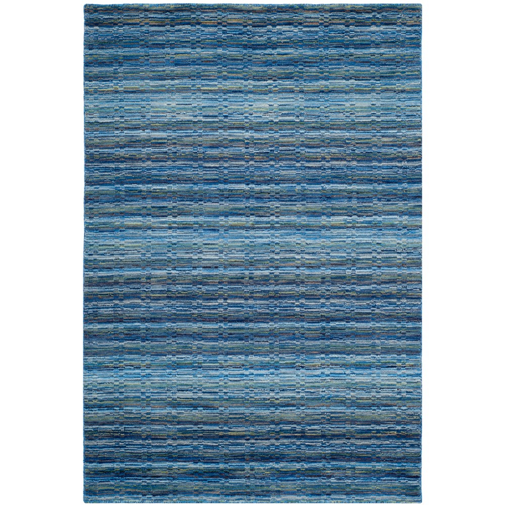  Stripe Loomed Accent Rug Blue