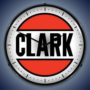 Collectable Sign & Clock | Clark Gas LED Wall Clock Retro/Vintage, Lighted - Great For Garage, Bar, Mancave, Gym, Office etc 14 Inches
