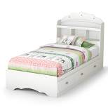 Twin Tiara Mates Bed with Bookcase Headboard Set Pure White - South Shore