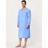 INSPIRE CHIC Men's Cotton Long Sleeves V Neck Chest Pocket Nightgown - 3 of 4