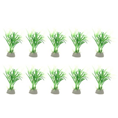 Unique Bargains Aquarium Plastic Plants for Fish Tank Landscape Decoration Green 10 Pcs