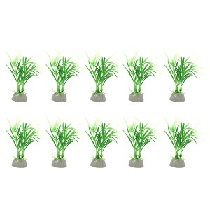 Unique Bargains Aquarium Plastic Plants for Fish Tank Landscape Decoration Green 10 Pcs - 1 of 4