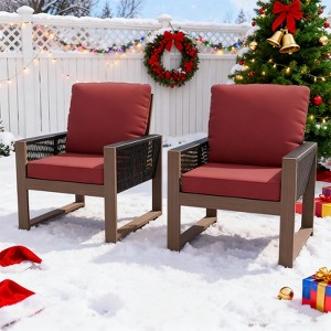 EAGLE PEAK Natural Cedar Patio Dining Chair, Real Wood Outdoor Furniture with Cushion - 1 of 4