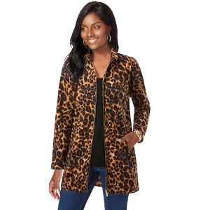 Jessica London Women's Plus Size Stretch Cotton Zip Front Hi-Low Jacket - 1 of 4