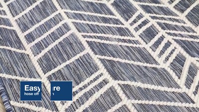 Antique Tile Medallion Navy Synthetic 6'6" x 9'3" Indoor/Outdoor Rug
