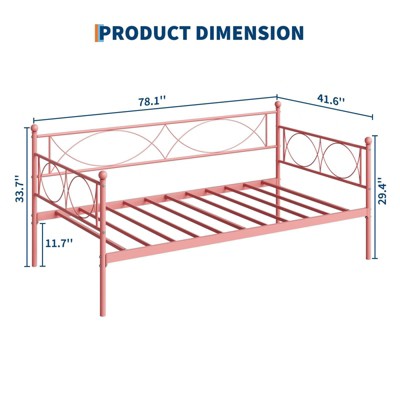 Coucheta Twin Daybed with Trundle, Metal Frame & Steel Slat Support, Multifunctional for Bedroom, Living Room, Guest Room