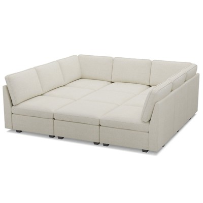Belffin 9-Seater Sleeper Sectional - Convertible Cloud Couch with Plush Chenille & All-Module Storage
