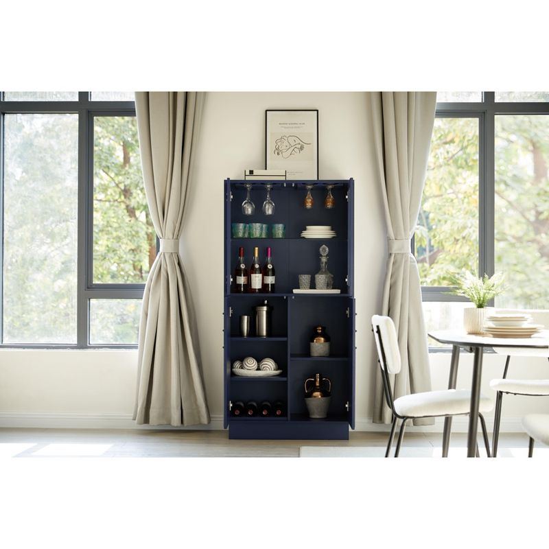 Home Source Bar Cabinet, spacious storage cabinet, elegant sideboard for the dining room, complemented by a wine rack and glass stemware storage, 4 of 10