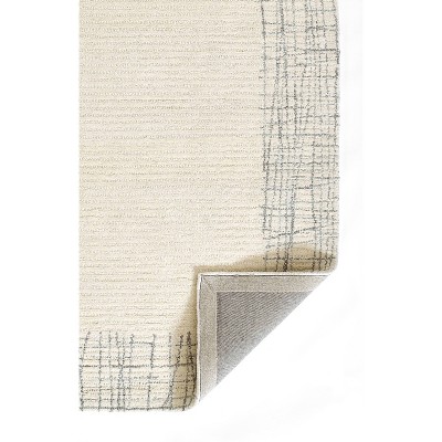 Ivory and Gray Hand-Tufted Wool Runner Rug with Cotton Backing