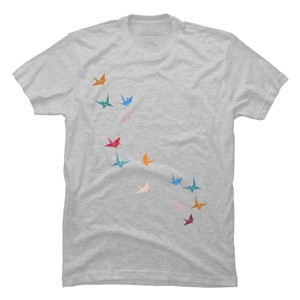 Men's Design By Humans Flying Paper Cranes Birds By Magnussons T-Shirt - 1 of 4
