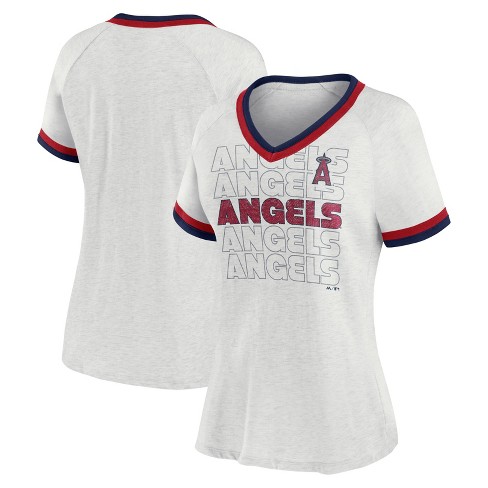 MLB Los Angeles Angels Women's Short Sleeve V-Neck Fashion T-Shirt - S