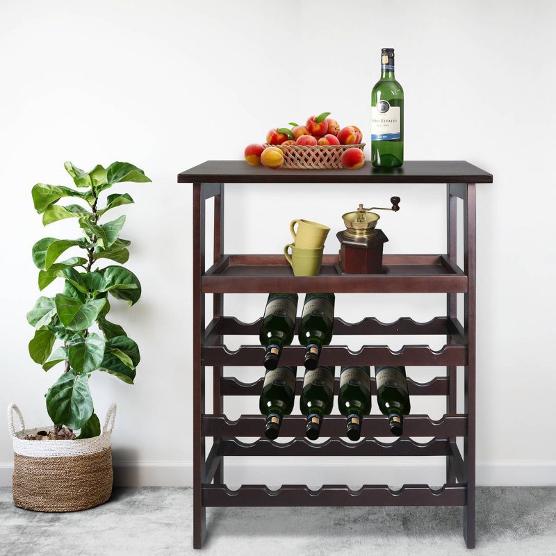 Solid Wood Freestanding 18-Bottle Wine Rack with Shelves Espresso - Flora Home, 5 of 11