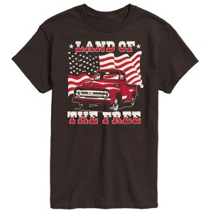 Men's - Instant Message - Land Of The Free Truck And Flag Short Sleeve Graphic T-Shirt - 1 of 4