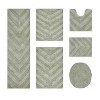 Hugo 6-Piece Bath Rug Set 100% Premium Cotton Tufted Chevron Pattern Bathmats for Bathroom, Super Soft Absorbent Machine Washable - 2 of 4